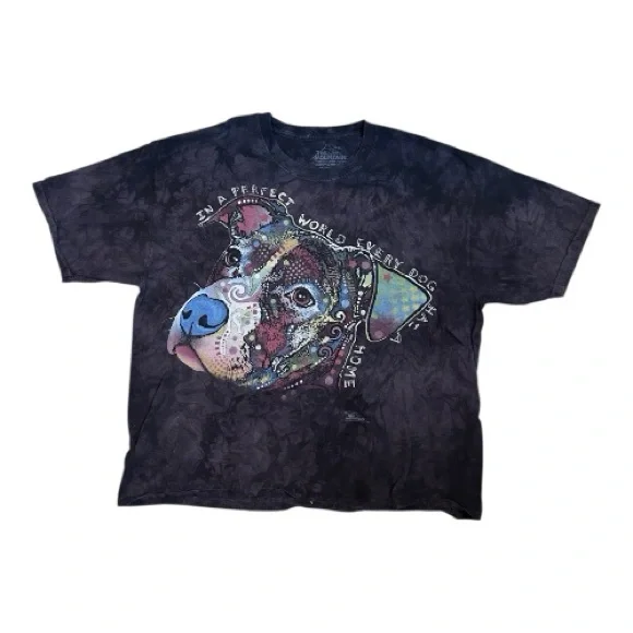 The Mountain "Perfect World" Pit Bull Graphic T-Shirt Size XL Tie Dye Cropped - Picture 7 of 7